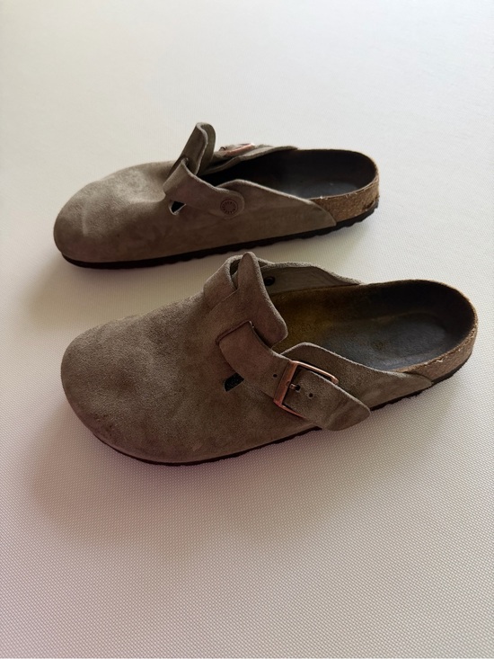Birkenstock Shoes - Birkenstock Women's Suede Clogs in Taupe